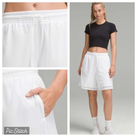 Lululemon Relaxed-Fit Mesh Training Short 8" White size 4 - Picture 1 of 10